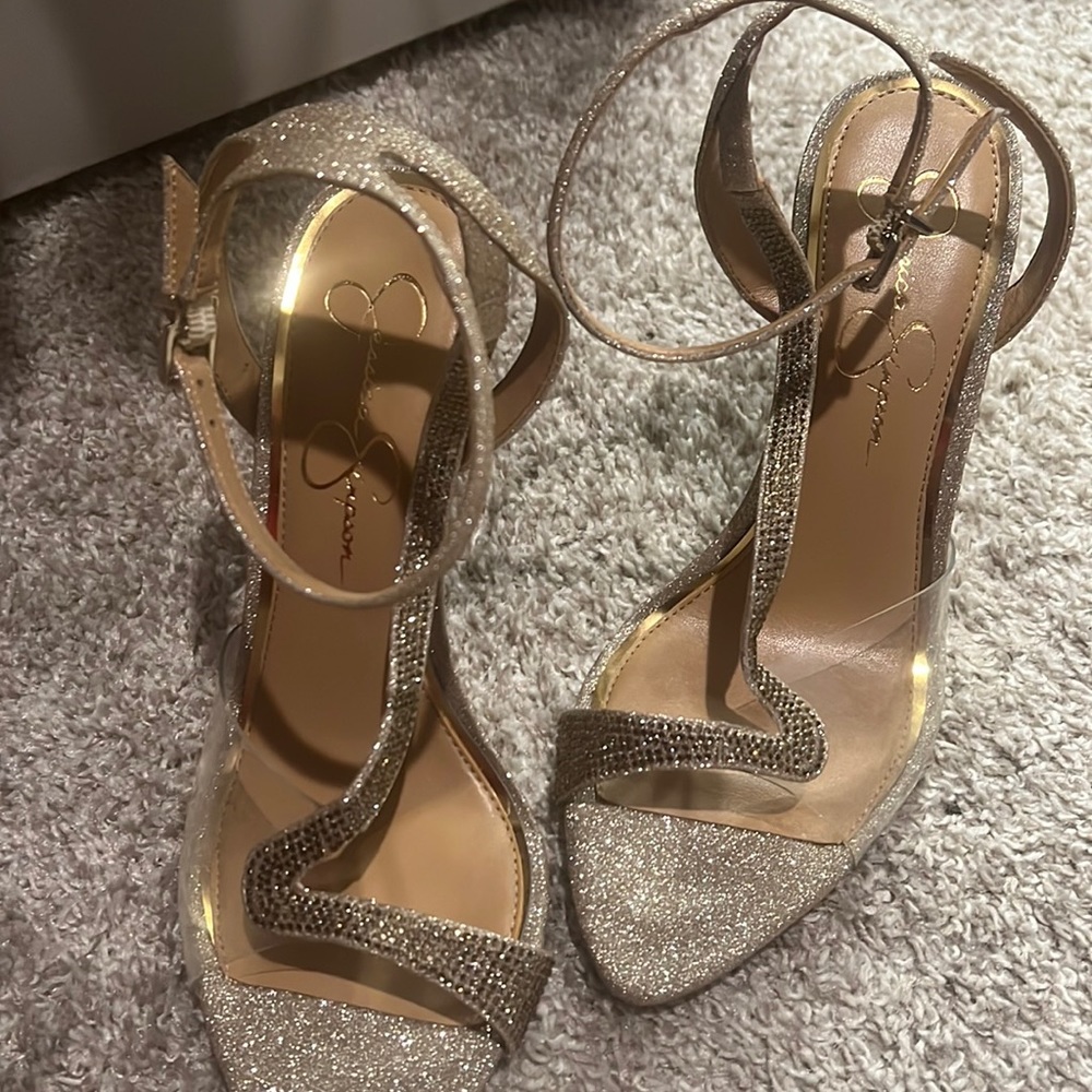 Jessica Simpson never worn sparkly classy gold heels